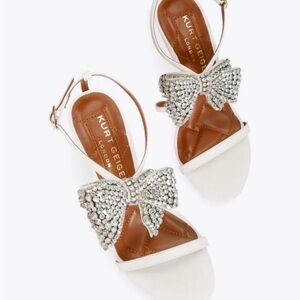 Kurt Geiger White and Silver Bow Sandals